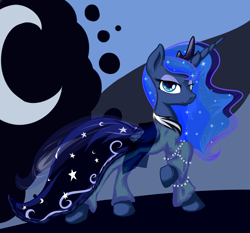 Size: 2787x2601 | Tagged: safe, artist:sapsan, princess luna, alicorn, pony, bedroom eyes, clothes, dress, looking at you, raised hoof, smiling, solo