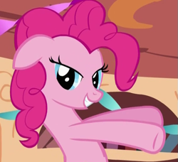 Size: 563x514 | Tagged: safe, screencap, pinkie pie, earth pony, pony, cropped, female, lidded eyes, mare, solo