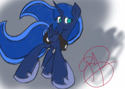 Size: 2450x1750 | Tagged: safe, artist:r-o-u, princess luna, alicorn, pony, female, horn, mare, signature, solo