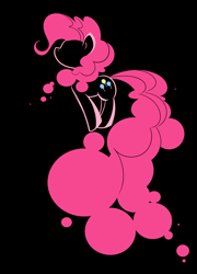 Size: 2075x2889 | Tagged: safe, artist:bamboodog, pinkie pie, earth pony, pony, black background, cutie mark, female, hooves, jumping, lineart, mare, minimalist, modern art, simple background, solo