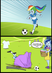 Size: 713x998 | Tagged: safe, artist:madmax, edit, princess luna, rainbow dash, vice principal luna, equestria girls, clothes, comic, cropped, football, laundry