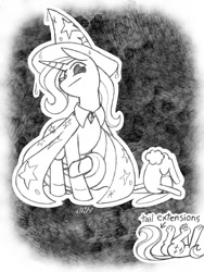 Size: 720x960 | Tagged: safe, artist:texasuberalles, derpibooru import, part of a set, angel bunny, fluttershy, trixie, pegasus, pony, rabbit, unicorn, cape, clothes, female, grayscale, hat, looking at you, male, mare, monochrome, pencil drawing, traditional art, trio, wet