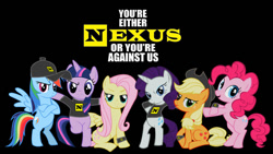 Size: 680x383 | Tagged: safe, derpibooru import, applejack, fluttershy, pinkie pie, rainbow dash, rarity, twilight sparkle, earth pony, pegasus, pony, unicorn, custom wallpaper, the nexus (stable), wwe