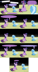 Size: 2400x4500 | Tagged: safe, artist:evil-dec0y, derpibooru import, trixie, twilight sparkle, twilight sparkle (alicorn), alicorn, pony, comic:trixie vs., ask, comic, cute, diatrixes, female, filly, mare, moon, tumblr, younger