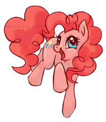 Size: 750x870 | Tagged: dead source, safe, artist:shironiki, pinkie pie, earth pony, pony, female, mare, open mouth, simple background, solo, transparent background