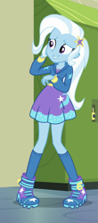 Size: 377x855 | Tagged: safe, derpibooru import, screencap, trixie, better together, equestria girls, forgotten friendship, boots, clothes, cropped, cute, diatrixes, high heel boots, hoodie, kneesocks, legs, shoes, skirt, socks, solo