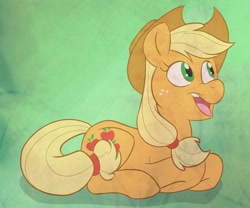 Size: 2786x2315 | Tagged: safe, artist:solitaryzombie, applejack, earth pony, pony, high res, prone, solo