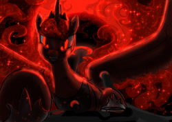 Size: 850x601 | Tagged: artist needed, source needed, safe, princess luna, alicorn, pony, fangs, glowing eyes, solo, wip