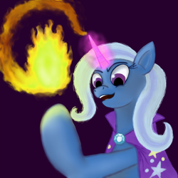 Size: 894x894 | Tagged: artist needed, safe, derpibooru import, trixie, pony, unicorn, female, fire, magic, mare, pyromancy, solo