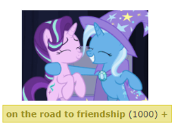 Size: 282x224 | Tagged: safe, derpibooru import, edit, edited screencap, screencap, starlight glimmer, trixie, pony, unicorn, road to friendship, 1000, derpibooru, get, meta, tags