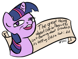 Size: 937x707 | Tagged: safe, artist:derkrazykraut, derpibooru import, twilight sparkle, lie, meme, parody, scroll, xbox kid