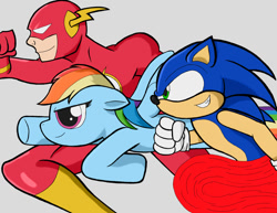 Size: 900x695 | Tagged: safe, artist:neyola298, rainbow dash, pegasus, pony, crossover, race, sonic the hedgehog, sonic the hedgehog (series), the flash