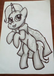 Size: 768x1072 | Tagged: safe, artist:artistathefilly, derpibooru import, trixie, pencil drawing, rearing, solo, traditional art