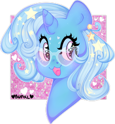 Size: 2672x2863 | Tagged: safe, artist:bunxl, derpibooru import, trixie, pony, unicorn, bust, cute, diatrixes, female, glasses, heart, heart eyes, looking at you, mare, simple background, solo, starry eyes, transparent background, wingding eyes