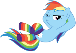 Size: 5000x3500 | Tagged: safe, artist:weisdrachen, rainbow dash, pegasus, pony, clothes, rainbow socks, simple background, socks, solo, striped socks, transparent background, vector, wink
