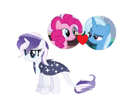 Size: 740x600 | Tagged: safe, artist:vixenfin, derpibooru import, pinkie pie, trixie, oc, earth pony, pony, unicorn, female, lesbian, magical lesbian spawn, offspring, parent:pinkie pie, parent:trixie, parents:trixiepie, shipping, simple background, transparent background, trixiepie