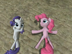 Size: 1024x768 | Tagged: safe, pinkie pie, rarity, earth pony, pony, unicorn, female, gmod, horn, lounging, mare