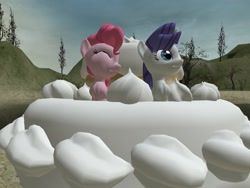 Size: 1024x768 | Tagged: safe, pinkie pie, rarity, earth pony, pony, unicorn, cake, gmod, kodak moment, mario, new super mario bros. wii, parody, super mario bros., youtube link