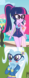 Size: 912x2424 | Tagged: safe, artist:themexicanpunisher, derpibooru import, fluttershy, pinkie pie, trixie, twilight sparkle, better together, equestria girls, unsolved selfie mysteries, female, geode of telekinesis, lesbian, magical geodes, shipping, twixie