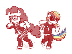 Size: 900x675 | Tagged: safe, artist:aa, pinkie pie, rainbow dash, earth pony, pegasus, pony, dancing, everyday i'm shufflin', lmfao, party rock anthem (lmfao feat. lauren bennett & goonrock), simple background, white background