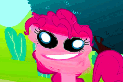 Size: 960x640 | Tagged: safe, pinkie pie, earth pony, pony, animated, creepy, female, mare, pink coat, pink mane, solo