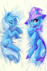 Size: 3780x5669 | Tagged: safe, artist:taneysha, derpibooru import, trixie, pony, unicorn, body pillow, body pillow design, clothes, eyes closed, female, grin, hat, mare, smiling, solo, trixie's hat