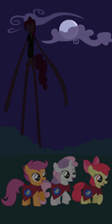 Size: 1000x2000 | Tagged: safe, artist:adcoon, apple bloom, pinkie pie, scootaloo, slendermane, sweetie belle, pony, cutie mark crusaders, female, filly, mare, slenderpony