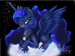 Size: 454x340 | Tagged: safe, artist:lulii999, princess luna, alicorn, pony, female, horn, mare, simple background, solo