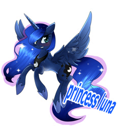 Size: 1024x1024 | Tagged: safe, artist:art-fany, princess luna, alicorn, pony, blushing, flying, simple background, solo, transparent background