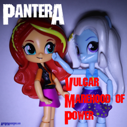 Size: 3993x3991 | Tagged: safe, artist:artofmagicpoland, derpibooru import, sunset shimmer, trixie, better together, equestria girls, album cover, doll, equestria girls minis, pantera, toy, vulgar display of power