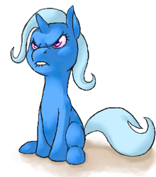 Size: 298x338 | Tagged: safe, artist:erebus3385, derpibooru import, trixie, pony, unicorn, female, frown, lip bite, mare, solo