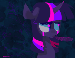 Size: 1294x1002 | Tagged: safe, artist:buljong, derpibooru import, twilight sparkle, crying, psychedelic, sad