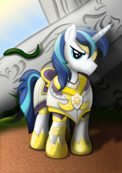 Size: 6000x8486 | Tagged: safe, artist:tajarnia, shining armor, pony, unicorn, .svg available, absurd resolution, armor, eyepatch, solo, vector