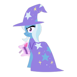 Size: 1280x1280 | Tagged: safe, artist:zvn, derpibooru import, trixie, pony, unicorn, female, mare, present, scrunchy face, simple background, solo, transparent background