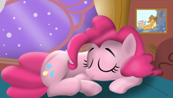 Size: 1520x855 | Tagged: safe, artist:tgolyi, applejack, pinkie pie, earth pony, pony, sleeping, svg, vector