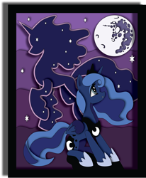 Size: 3928x4758 | Tagged: safe, artist:the-paper-pony, princess luna, tantabus, alicorn, pony, do princesses dream of magic sheep, mare in the moon, moon, shadowbox, solo