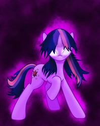 Size: 1463x1845 | Tagged: safe, artist:randompinkpie, derpibooru import, twilight sparkle, pony, unicorn, female, glowing eyes, horn, mare, purple coat, purple mane, solo