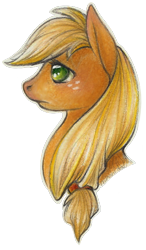 Size: 350x600 | Tagged: safe, artist:nikohl, applejack, earth pony, pony, profile, simple background, solo, traditional art