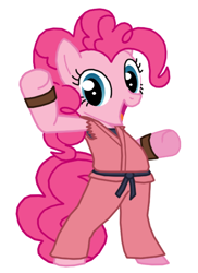 Size: 432x594 | Tagged: safe, artist:death-driver-5000, pinkie pie, earth pony, pony, cosplay, costume, dan hibiki, pinkie hibiki, street fighter