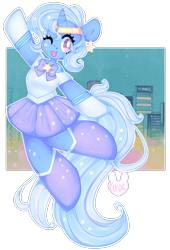 Size: 3400x5000 | Tagged: safe, artist:bunxl, derpibooru import, trixie, pony, unicorn, anatomically incorrect, clothes, cute, diatrixes, female, incorrect leg anatomy, mare, sailor moon, smiling, solo