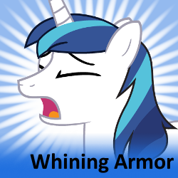 Size: 250x250 | Tagged: safe, shining armor, pony, unicorn, horn, male, solo, spoilered image joke, stallion, whining armor, white coat
