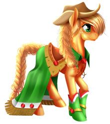 Size: 1200x1360 | Tagged: safe, artist:kittehkatbar, applejack, earth pony, pony, alternate hairstyle, clothes, dress, gala dress, simple background, solo, transparent background