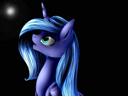 Size: 2000x1500 | Tagged: safe, artist:ognevitsa, princess luna, alicorn, pony, moon, night, s1 luna, solo