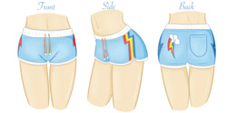 Size: 1280x640 | Tagged: safe, artist:steffy-beff, rainbow dash, human, ass, clothes, design, humanized, shorts, solo