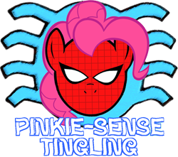 Size: 874x774 | Tagged: safe, pinkie pie, earth pony, pony, female, mare, pink coat, pink mane, solo, spider-man