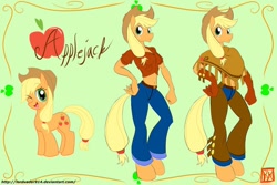 Size: 900x600 | Tagged: safe, artist:lordvader914, applejack, anthro, unguligrade anthro, anthro ponidox, solo