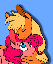 Size: 500x600 | Tagged: safe, artist:korodious, applejack, pinkie pie, earth pony, pony, applepie, female, lesbian, mare, shipping