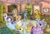 Size: 2001x1380 | Tagged: safe, artist:holyandrew, derpibooru import, applejack, derpy hooves, dinky hooves, fluttershy, pinkie pie, rainbow dash, rarity, spike, twilight sparkle, dragon, earth pony, pegasus, pony, unicorn, female, interior, mane seven, mare