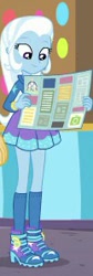 Size: 100x297 | Tagged: safe, derpibooru import, screencap, trixie, better together, equestria girls, rollercoaster of friendship, boots, clothes, cropped, female, high heel boots, hoodie, legs, shoes, skirt, smiling, socks