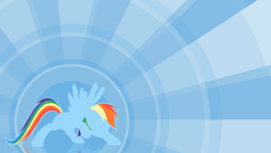 Size: 1920x1080 | Tagged: safe, artist:sirpayne, rainbow dash, pegasus, pony, blue coat, blue wings, female, mare, multicolored mane, simple background, smiling, solo, wallpaper